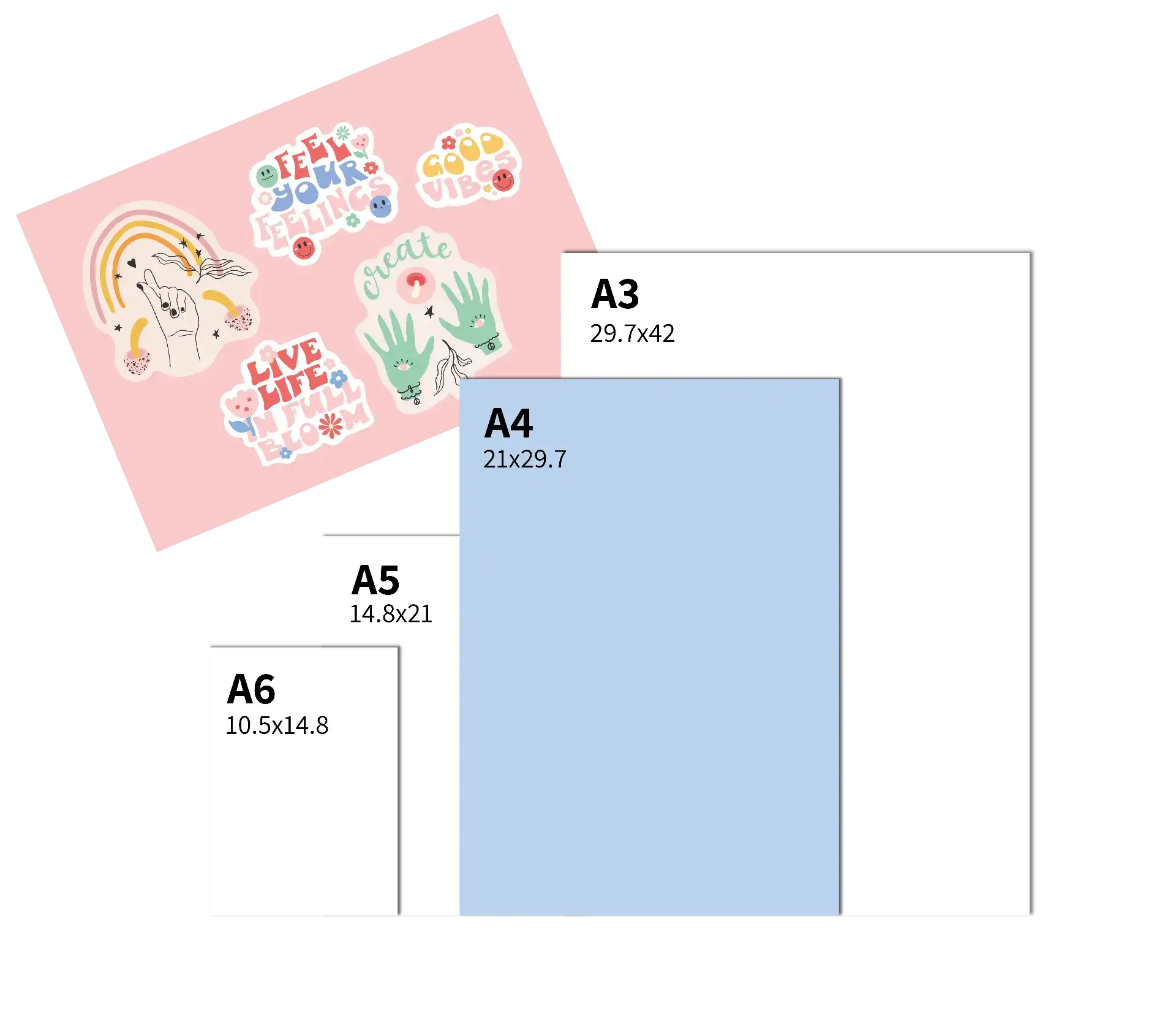 דפי מדבקות עד גודל A4 (29.7*21 ס״מ) - 1 עד 15 מדבקות בדף