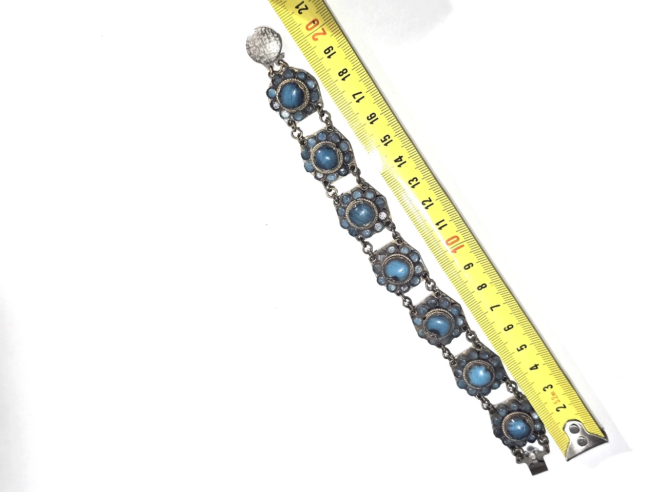 צמיד מבית מיכל נגרין שבוץ אבני תורכיז מידת אורך בתמונות
