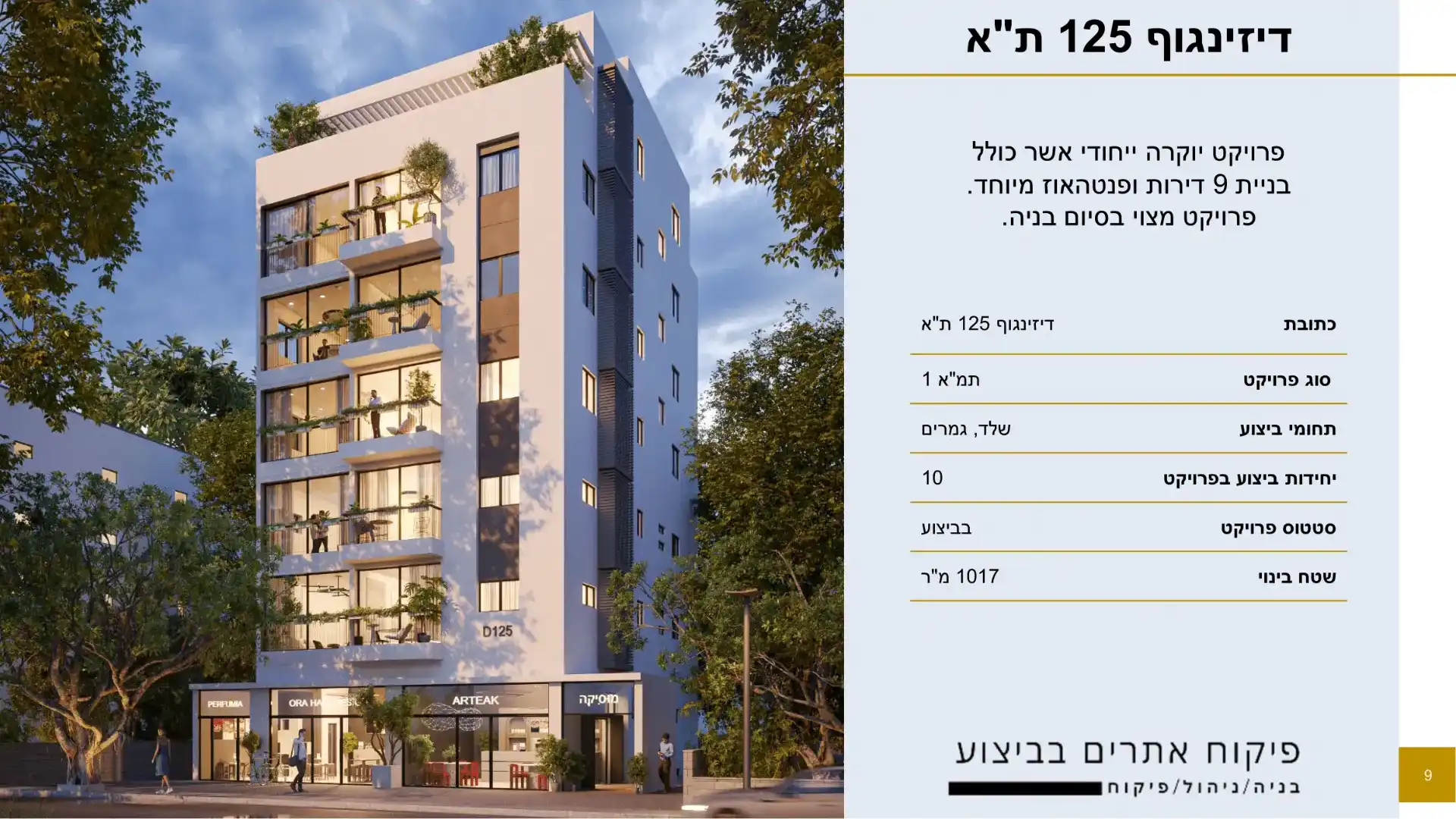 פרויקט בניה יזמות- ת"א