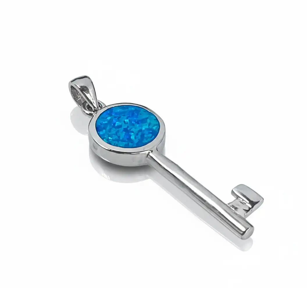 מפתח כסף 925 עם אבן אופל