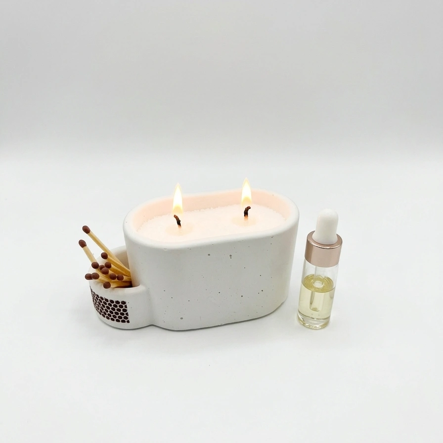 נר אובלי קטן עם מקום לגפרורים