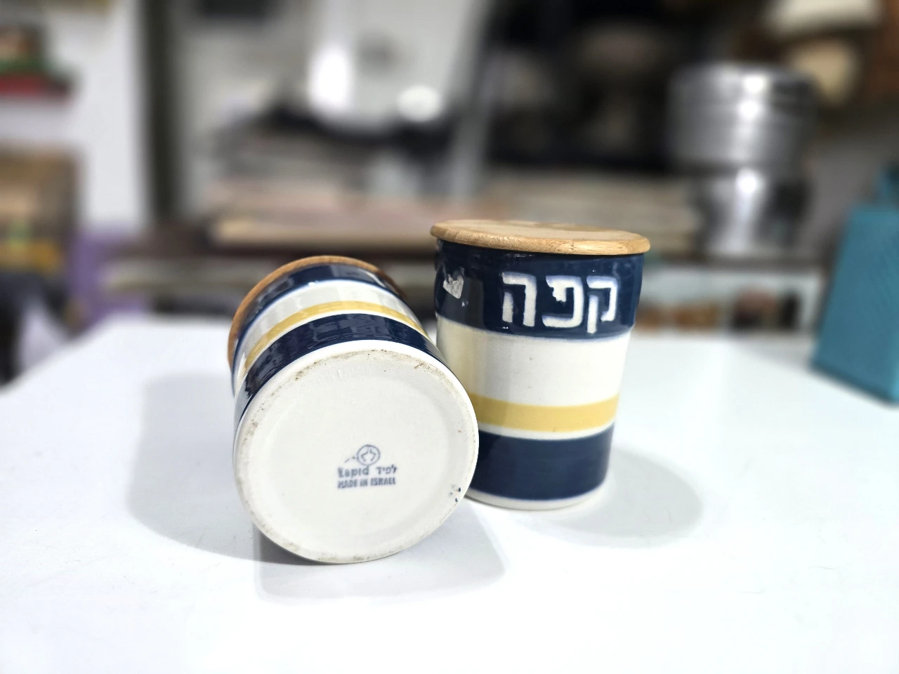לפיד קרמיקה אורז\קפה זוג מיכלים