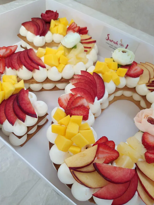 עוגת מספרים פירות🍓🥭🍎🍍