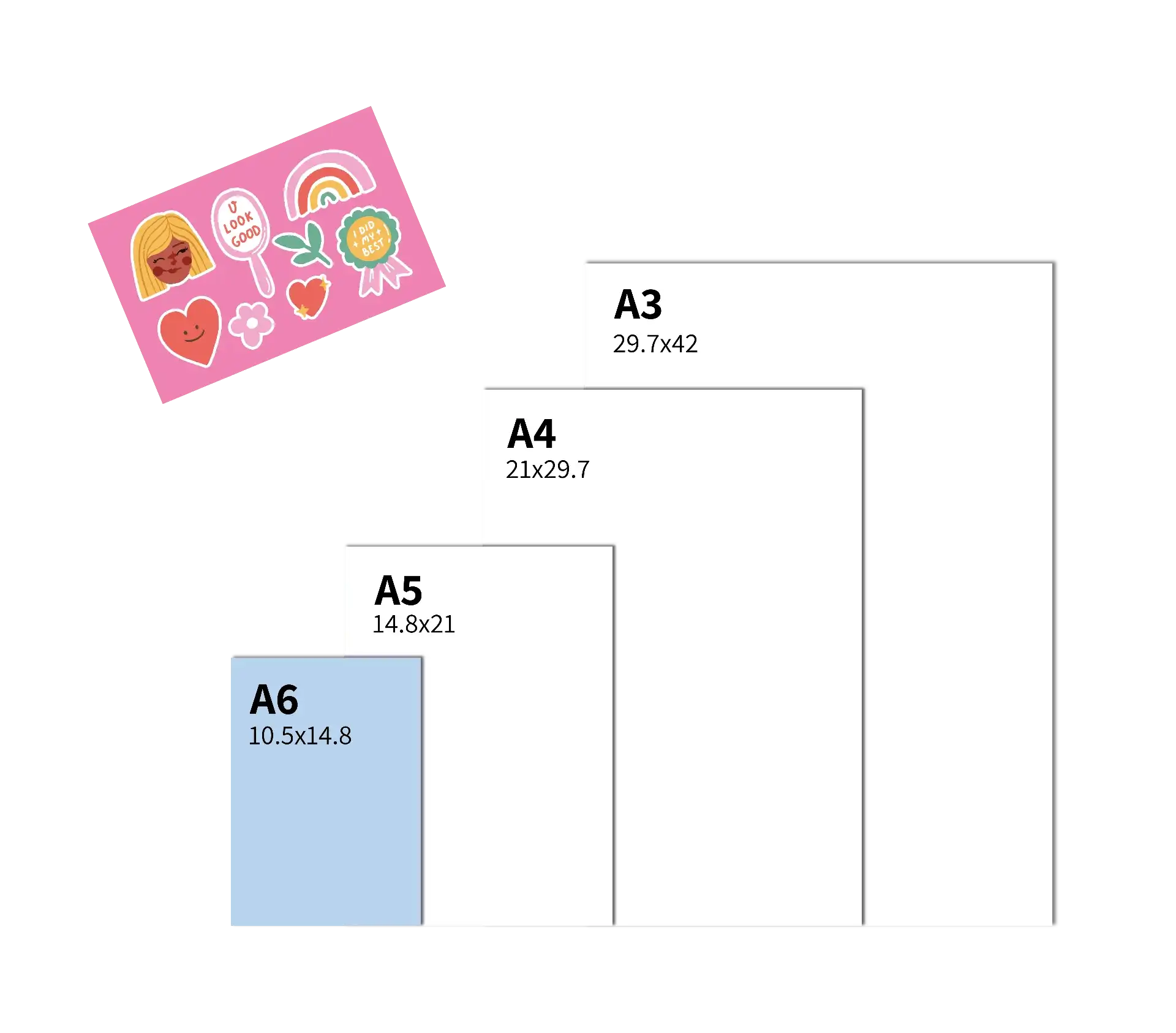 דפי מדבקות עד גודל A6 (14.8*10.5 ס״מ) - 1 עד 5 מדבקות בדף