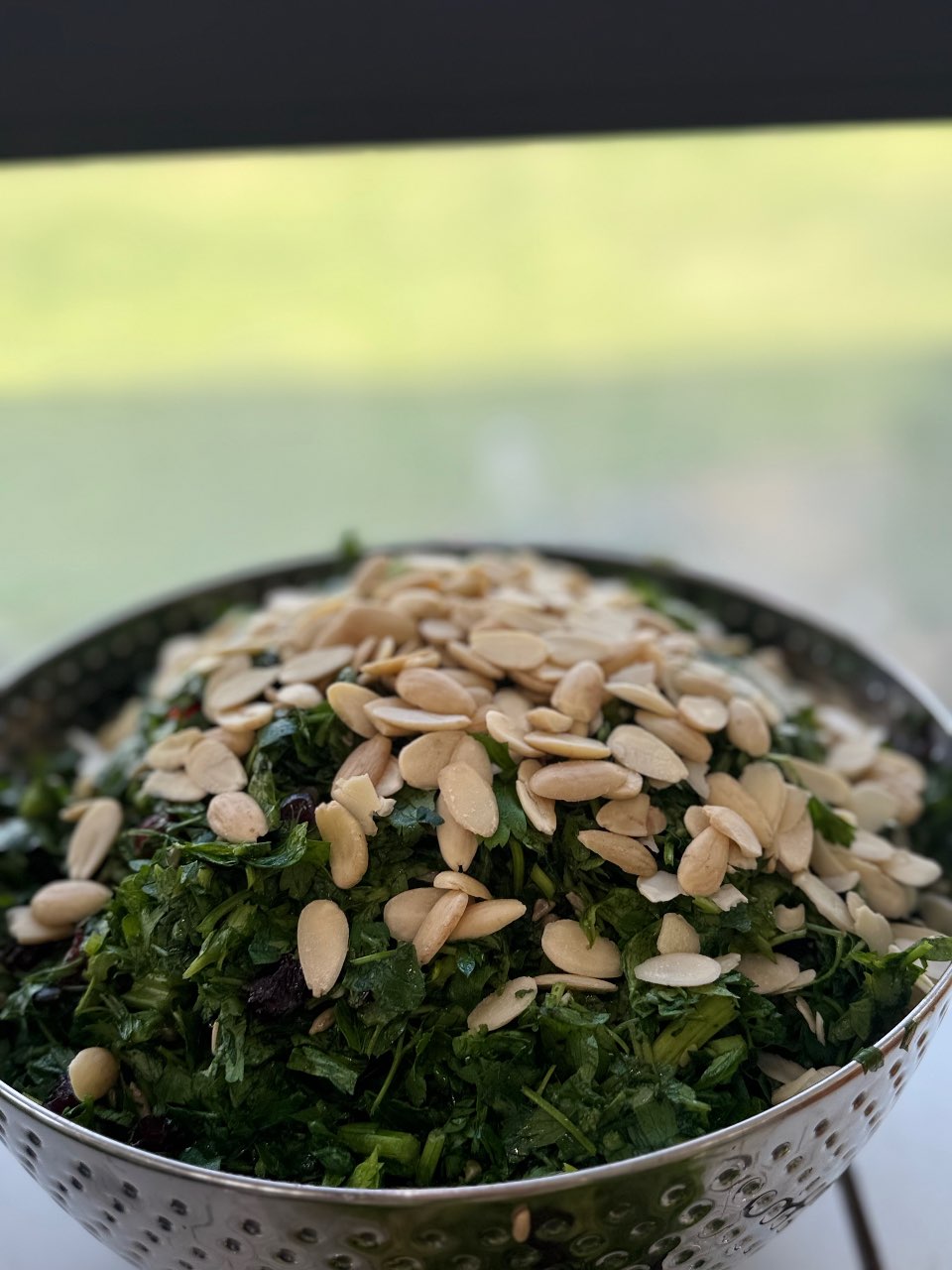 סלט ירוק עם עשבי תיבול, חמוציות ואגוזים