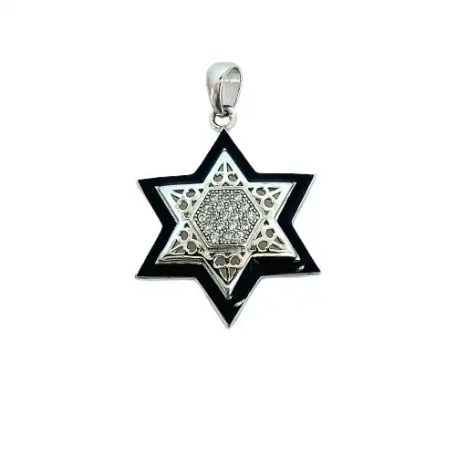 תליון מגן דויד משובץ כסף 925