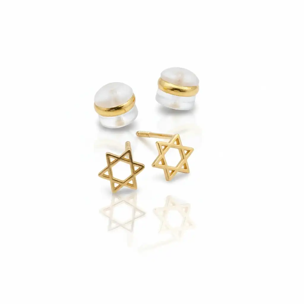 עגילי מגן דוד צמודים זהב 14K