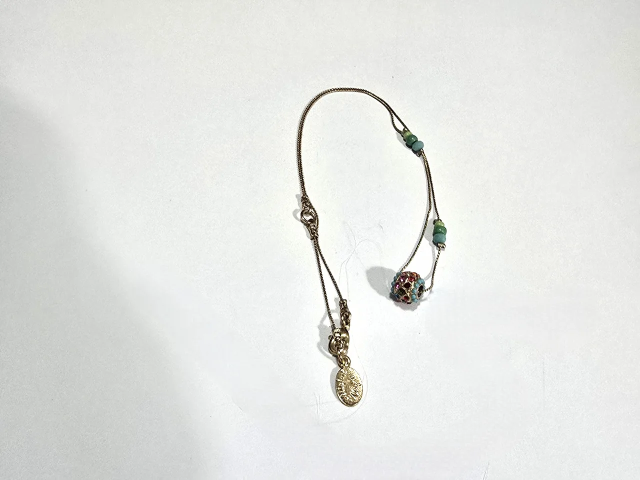 שרשרת ציפוי זהב של מיכל נגרין תליון כדור ואבני סברובסקי