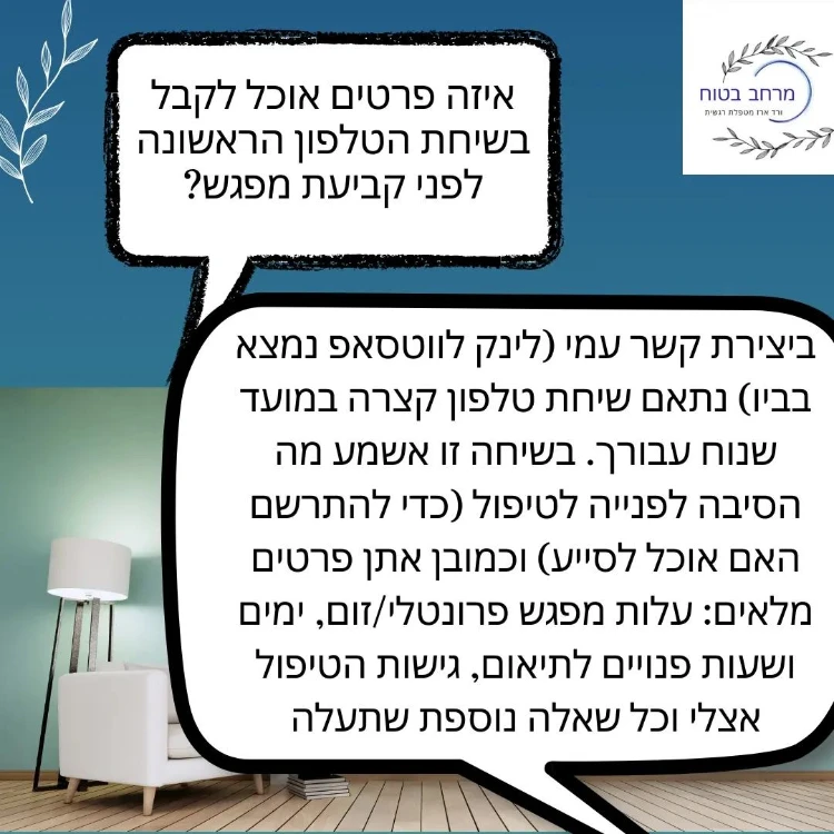 איזה פרטים אוכל לקבל בשיחת הטלפון הראשונה לפני קביעת מפגש?