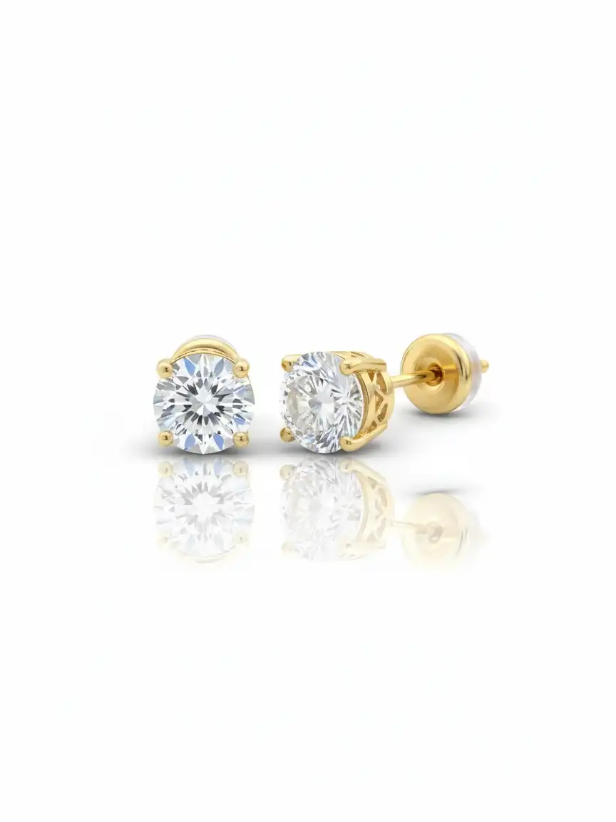 עגילים צמודים זהב 14K