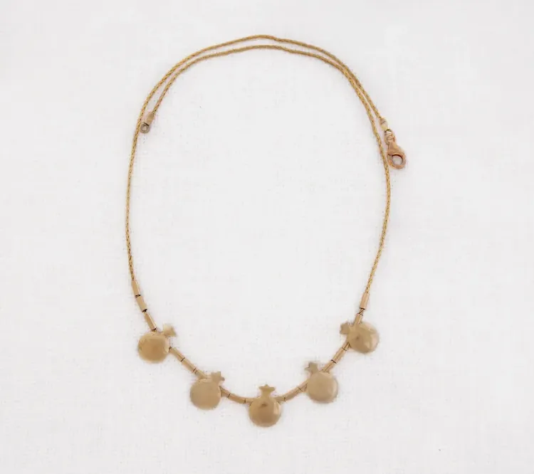 שרשרת 5 רימונים כסף בציפוי זהב