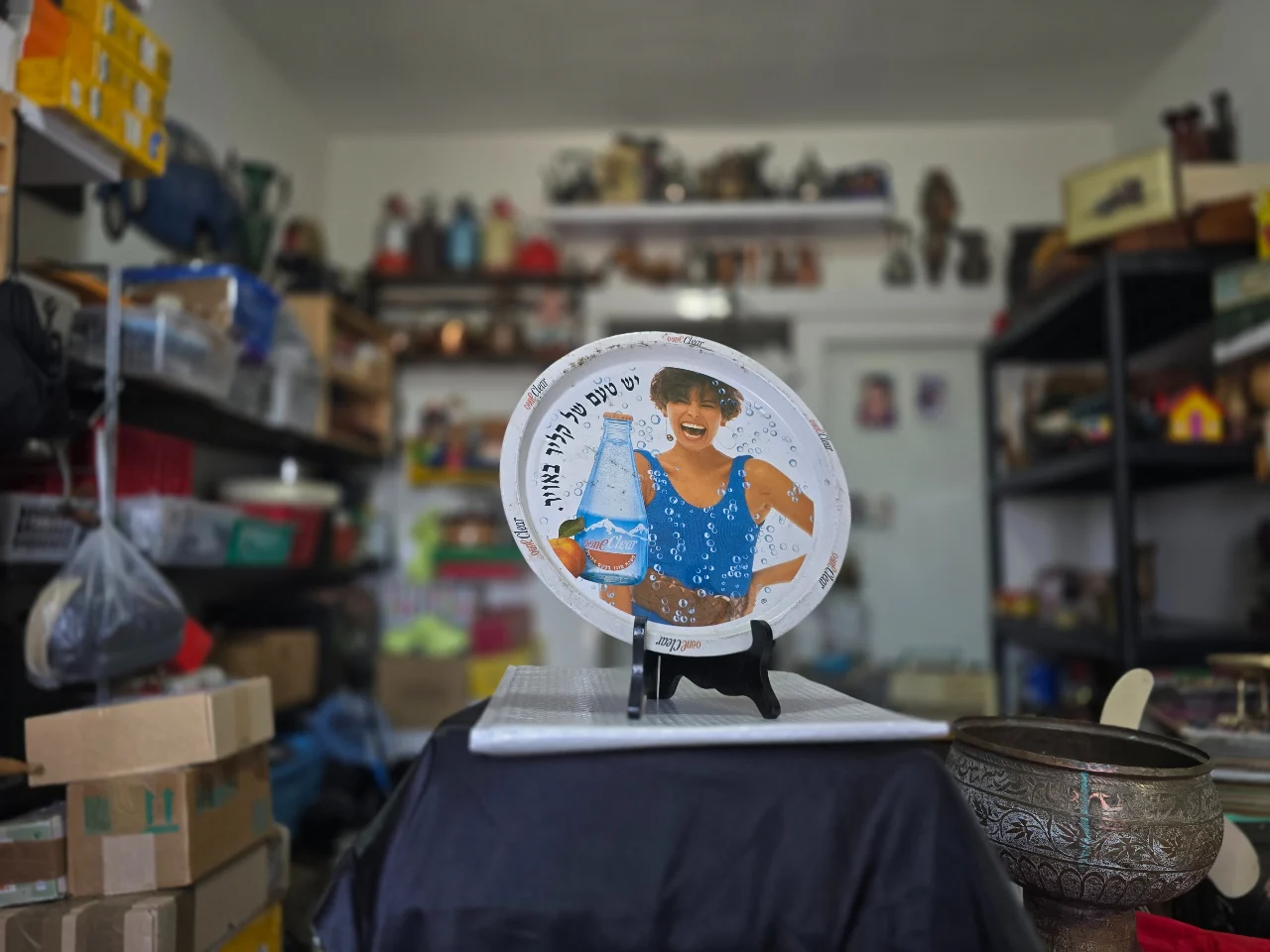 תאור הפריט: מגש פח עגול פרסומת לשוופס, לאספנים, קוטר 29 ס"מ