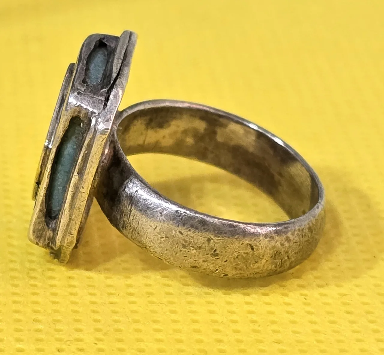 טבעת מעצבים כסף וזהב סטרלינג 925 חתום (כסף נבדק)