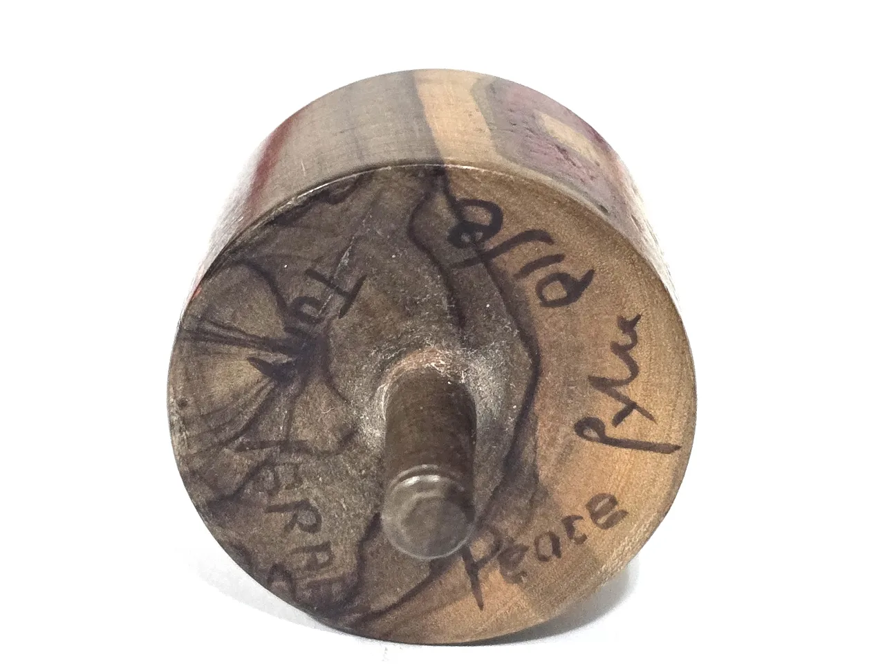 סביבון מעץ זית עבודת יד חתום חתימת אומן מידות: 	3 x 5 ס"מ