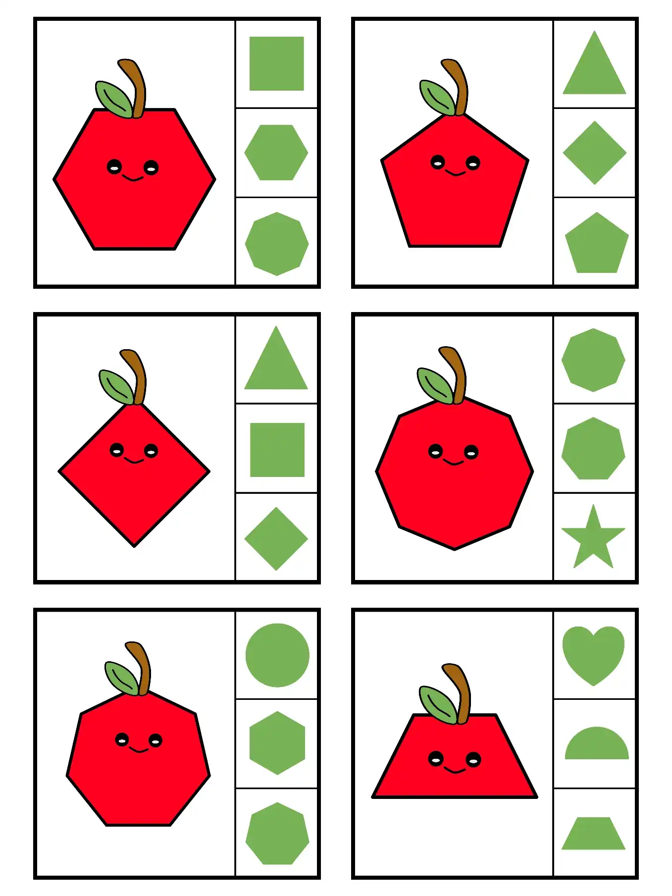 משחק התאמת צורות תפוחים