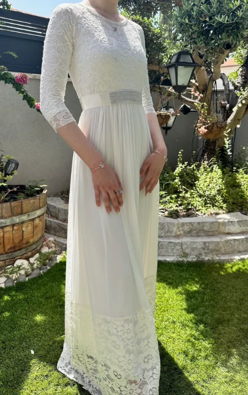 שמלת בת מצווה קלאסית תחרה עליון