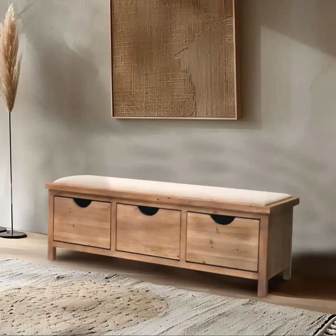 ספסל עץ 3 מגירות