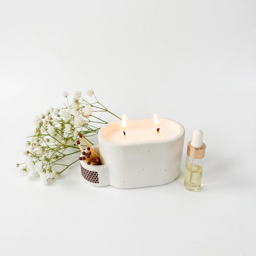 נר אובלי קטן עם מקום לגפרורים