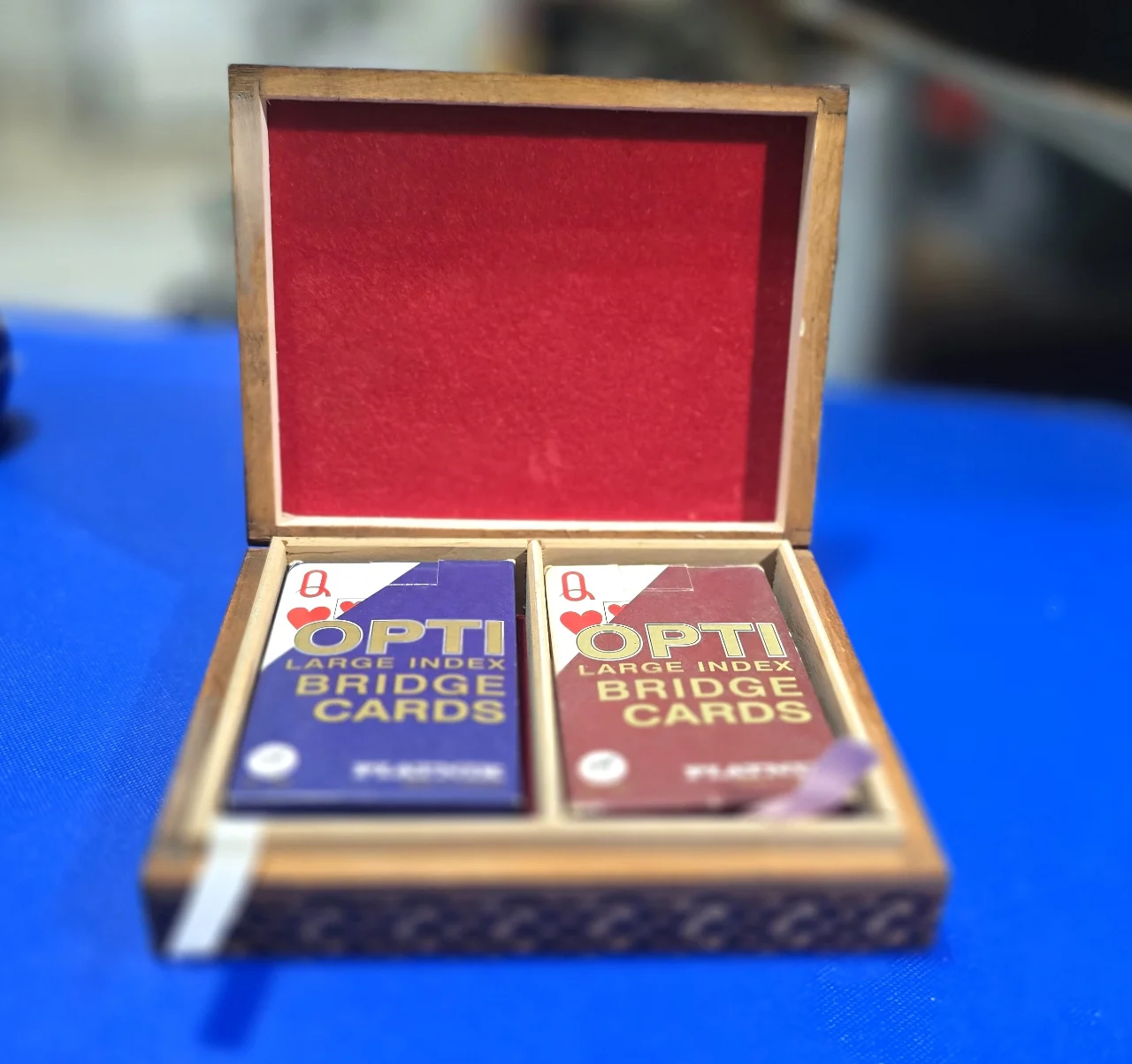 קופסת עץיפיפיה לזוג חפיסות קלפים לבריג' קלפים איכותיים