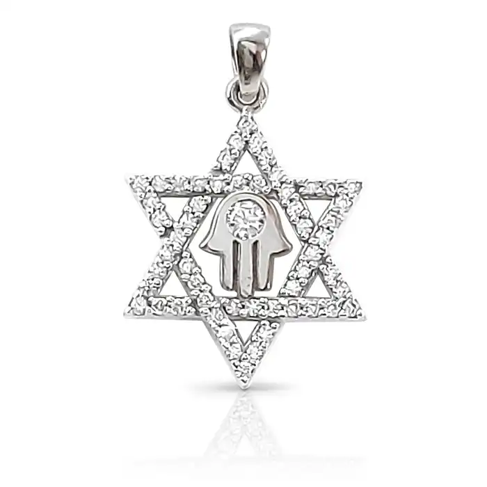 תליון מגן דוד עם חמסה זהב 14K