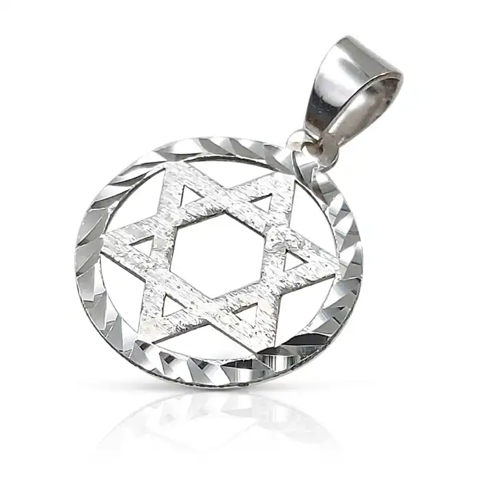 תליון מגן דוד בחריטה מבריקה 14K