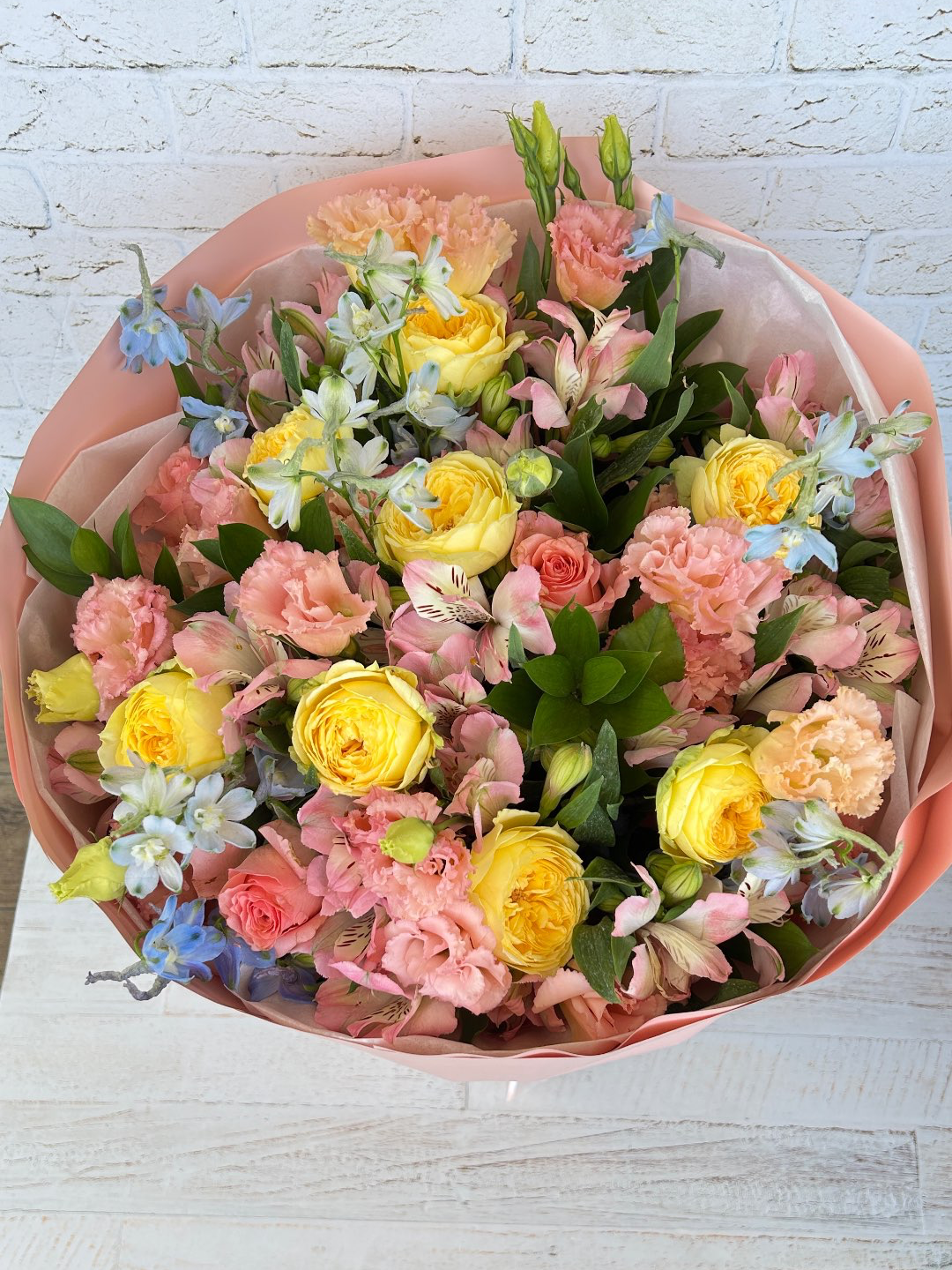 זר ורוד צהוב 330₪