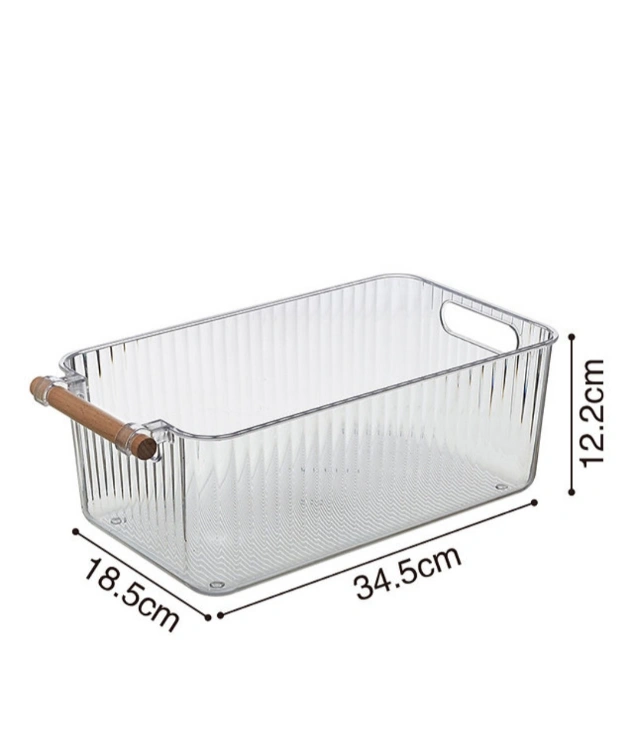 קופסת איחסון אקרילי עם ידית שליפה עץ