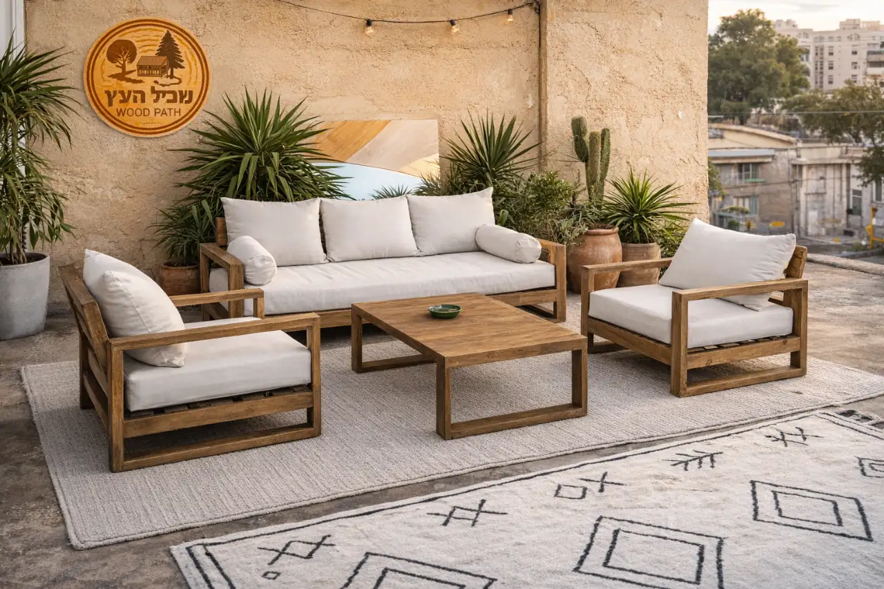 סט ספת רביצה(200X120) כולל כורסאות יחיד ושולחן