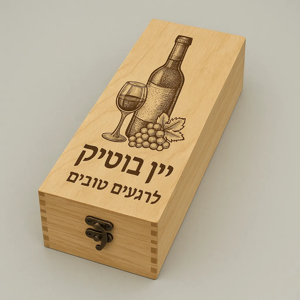 מארז עץ ליין בהתאמה אישית לבקבוק אחד 