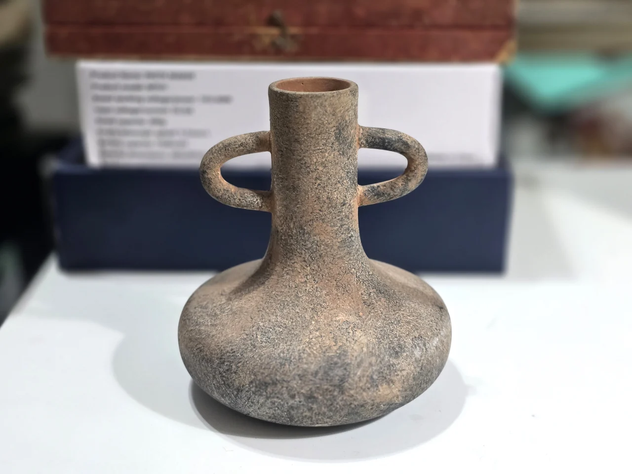 אגרטל קרמיקה דקורטיבי עשוי טרקוטה סגנון כפרי עתיק לאגרטל בסיס רחב 12 ס'מ \גובה 15 ס'מ