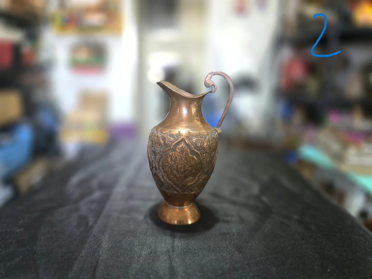 קנקן נחושת מהמם גובה 11 ס'מ .................(2)
