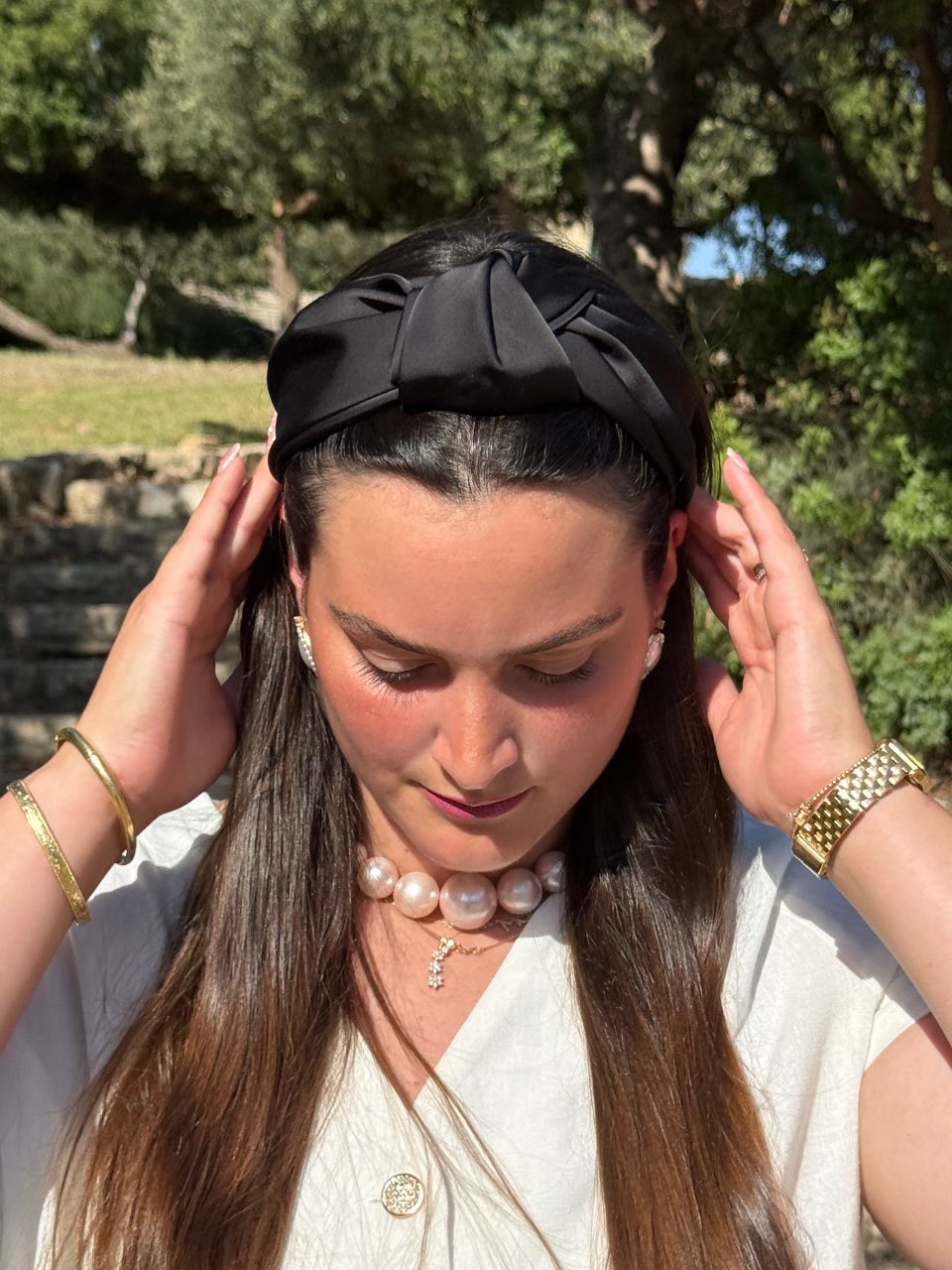 קשת קשירה סאטן-שחור