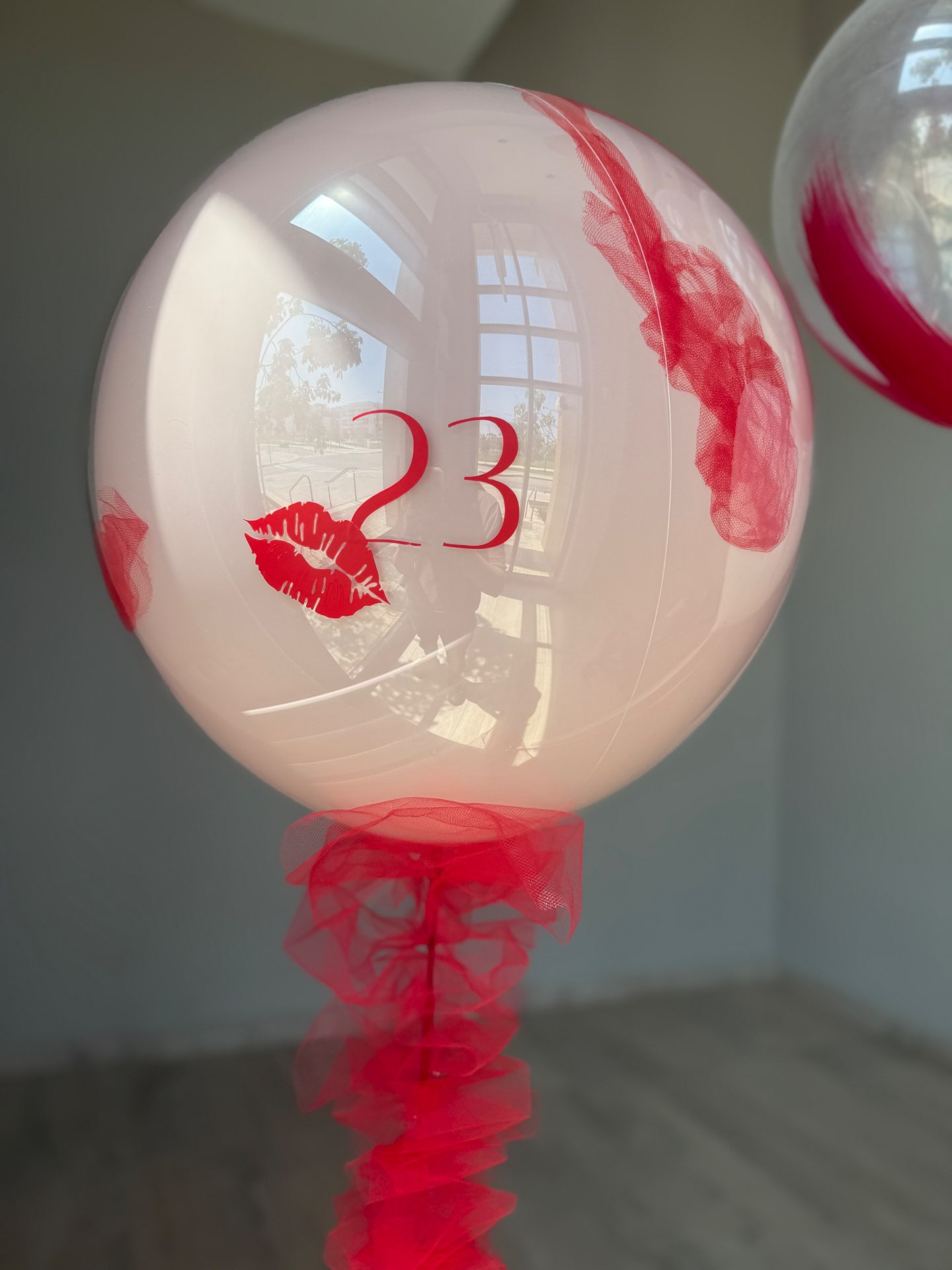 בלון זכוכית L עם טול בחוט בעיצוב יוקרתי ורומנטי | VALI