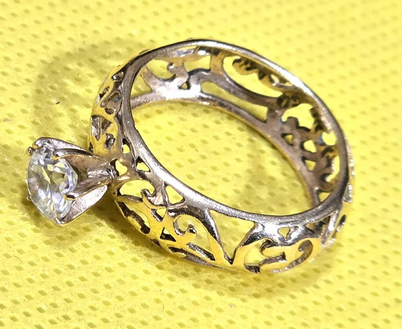 טבעת כסף 925 וינטג' מצופה זהב עבה ואיכותי מבית "עץ או פלי"