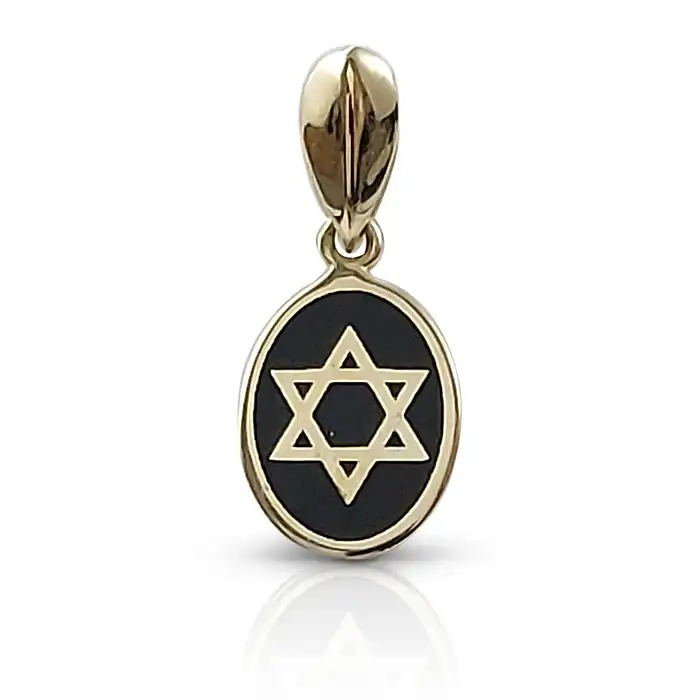 מגן דוד על אוניקס אובלי שחור 14K