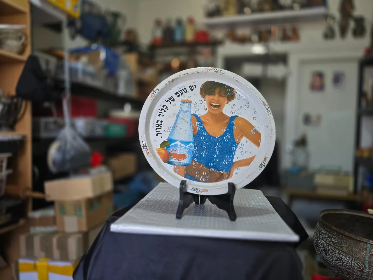 תאור הפריט: מגש פח עגול פרסומת לשוופס, לאספנים, קוטר 29 ס"מ