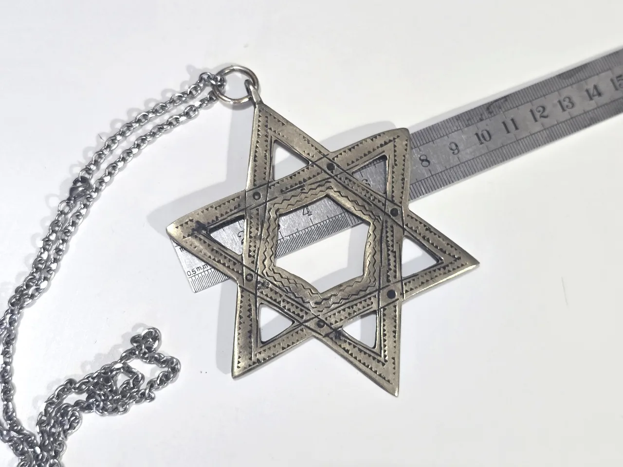 שרשרת +תליון כסף מלא מגן דויד התליון בממדים גדולים (60ג'ר) תליון נדיר