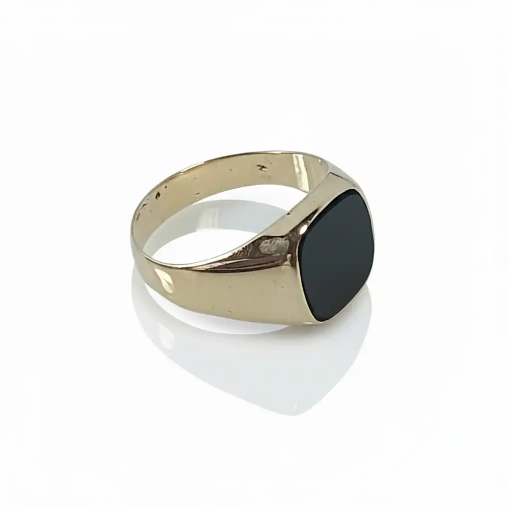 טבעת  לגבר משובצת באבן אוניקס זהב  14K