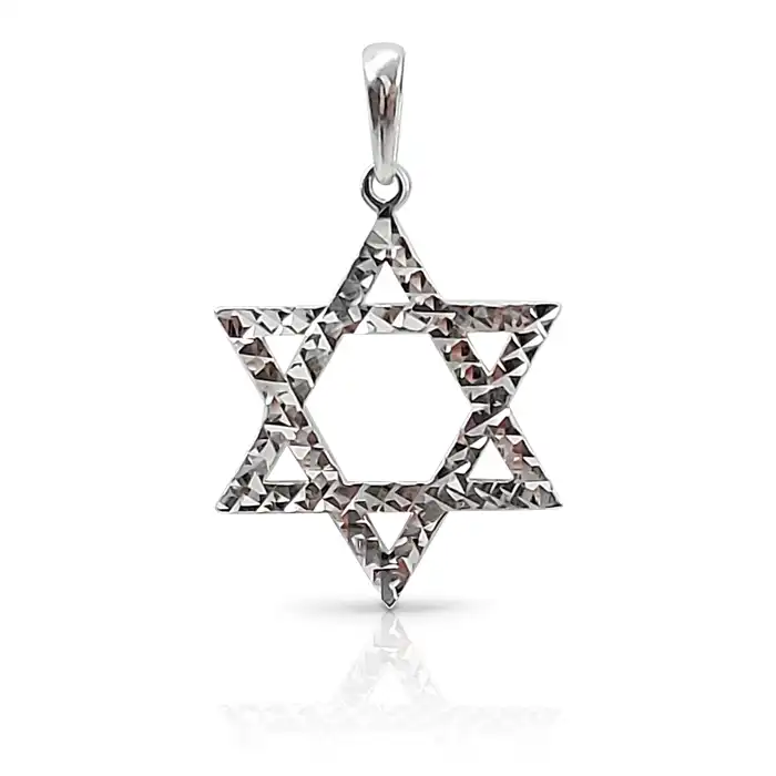מגן דוד קלאסי בזהב לבן 14K