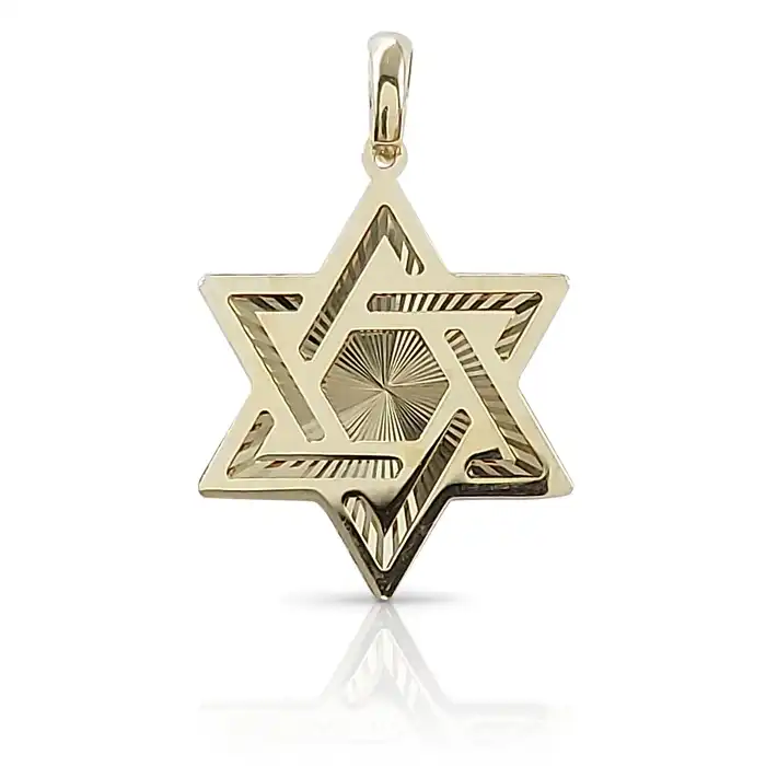תליון אומנותי בעיצוב של מגן דוד 14K