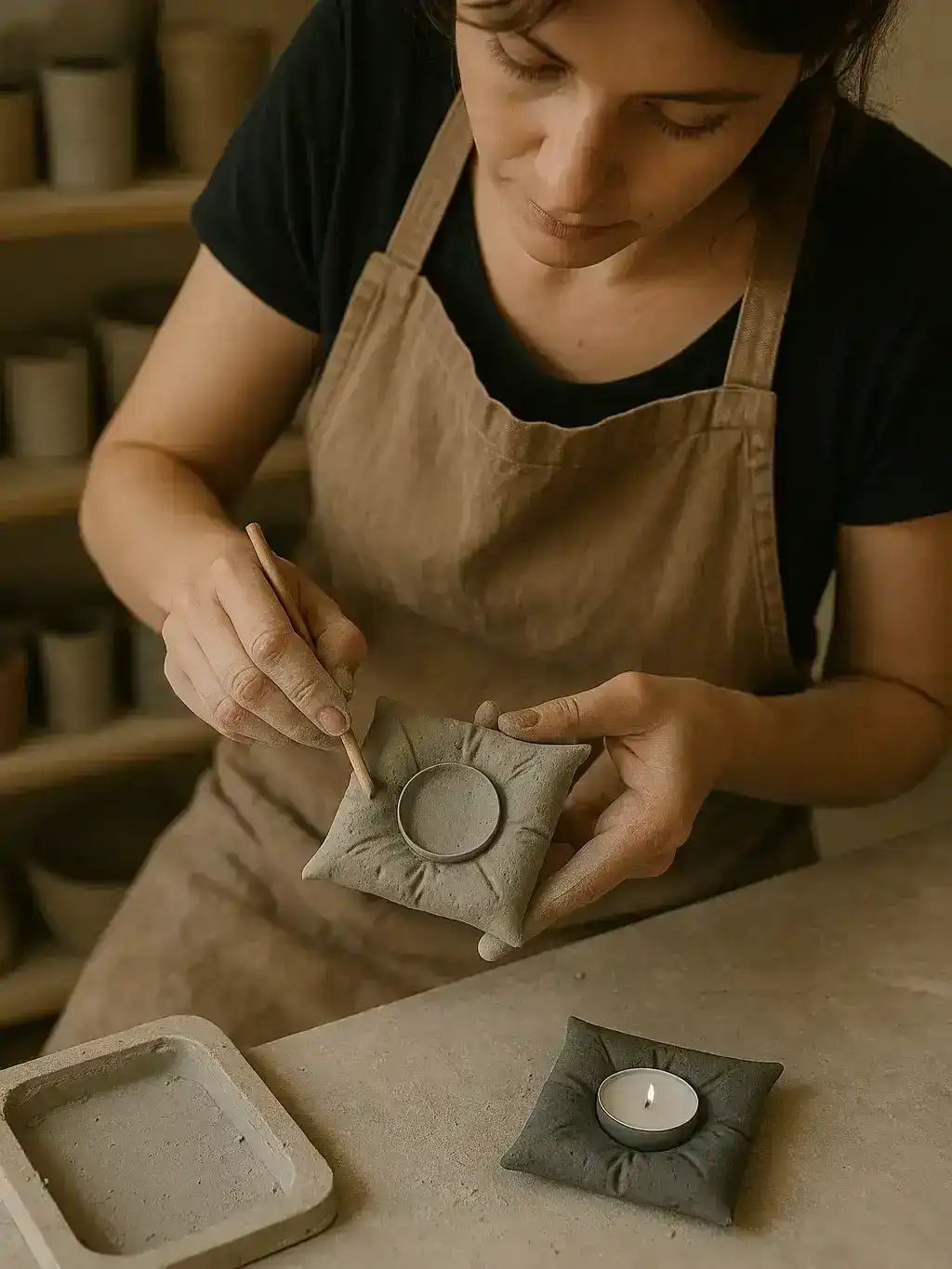 עיצוב הבית באמצעות פמוט כרית מבטון בעבודת יד