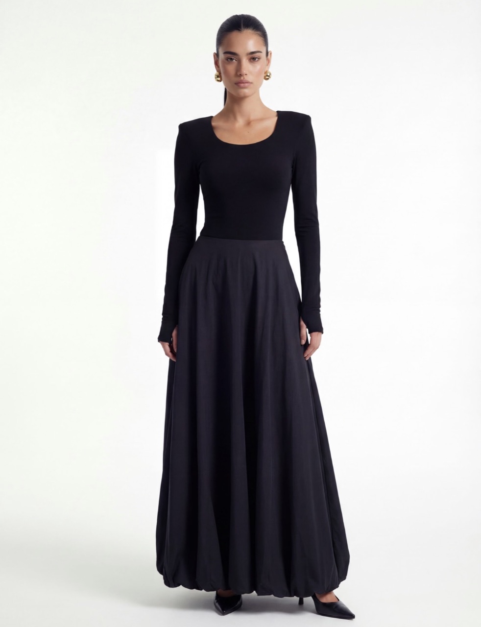 חצאית פופלין שחור