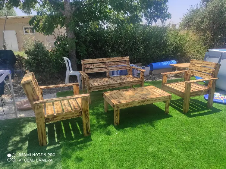 ספסל זוגי פלוס 2 כורסאות ושולחן