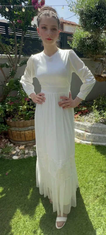 שמלת בת מצווה קלאסית עליון סאטן