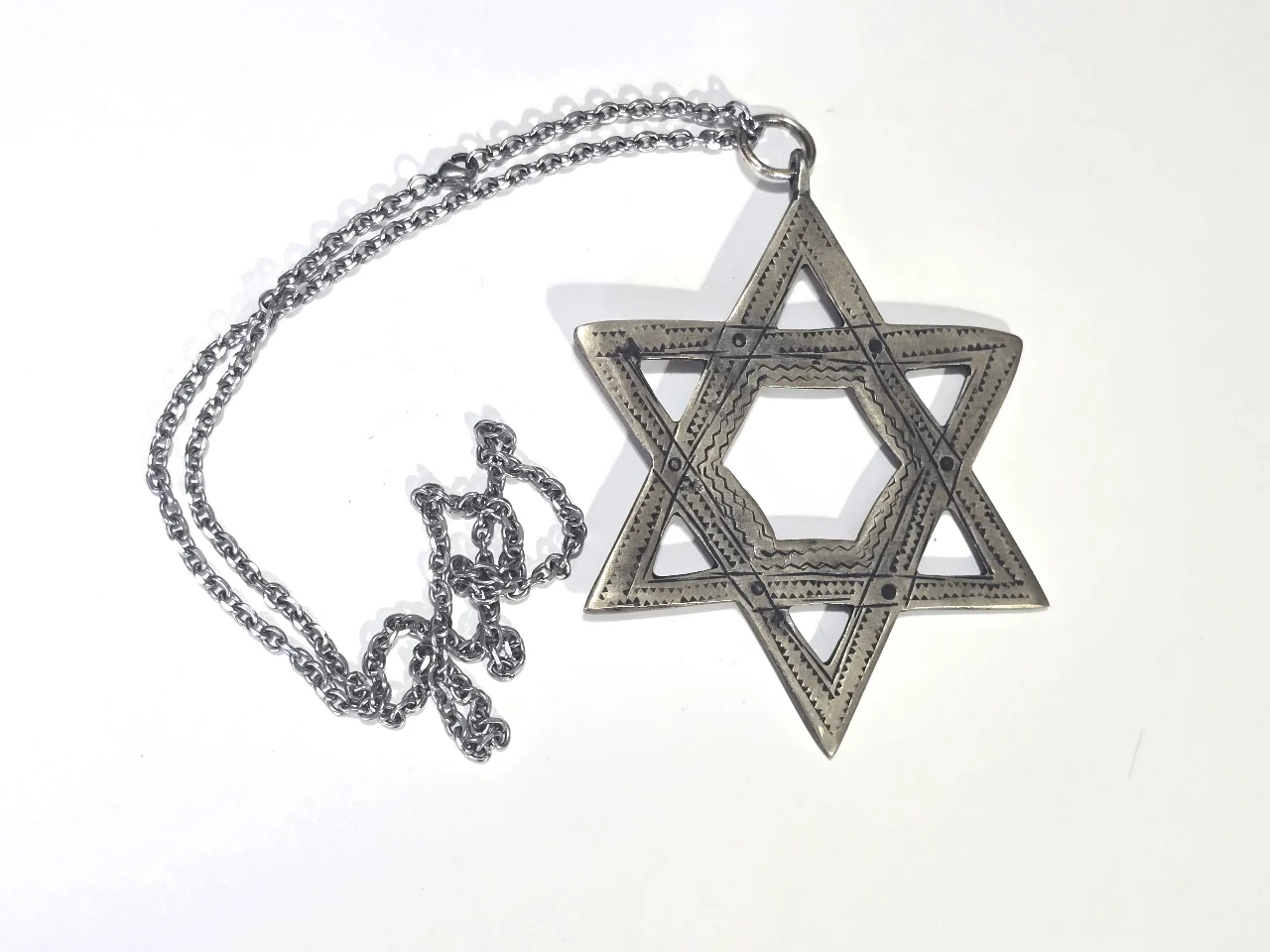 שרשרת +תליון כסף מלא מגן דויד התליון בממדים גדולים (60ג'ר) תליון נדיר