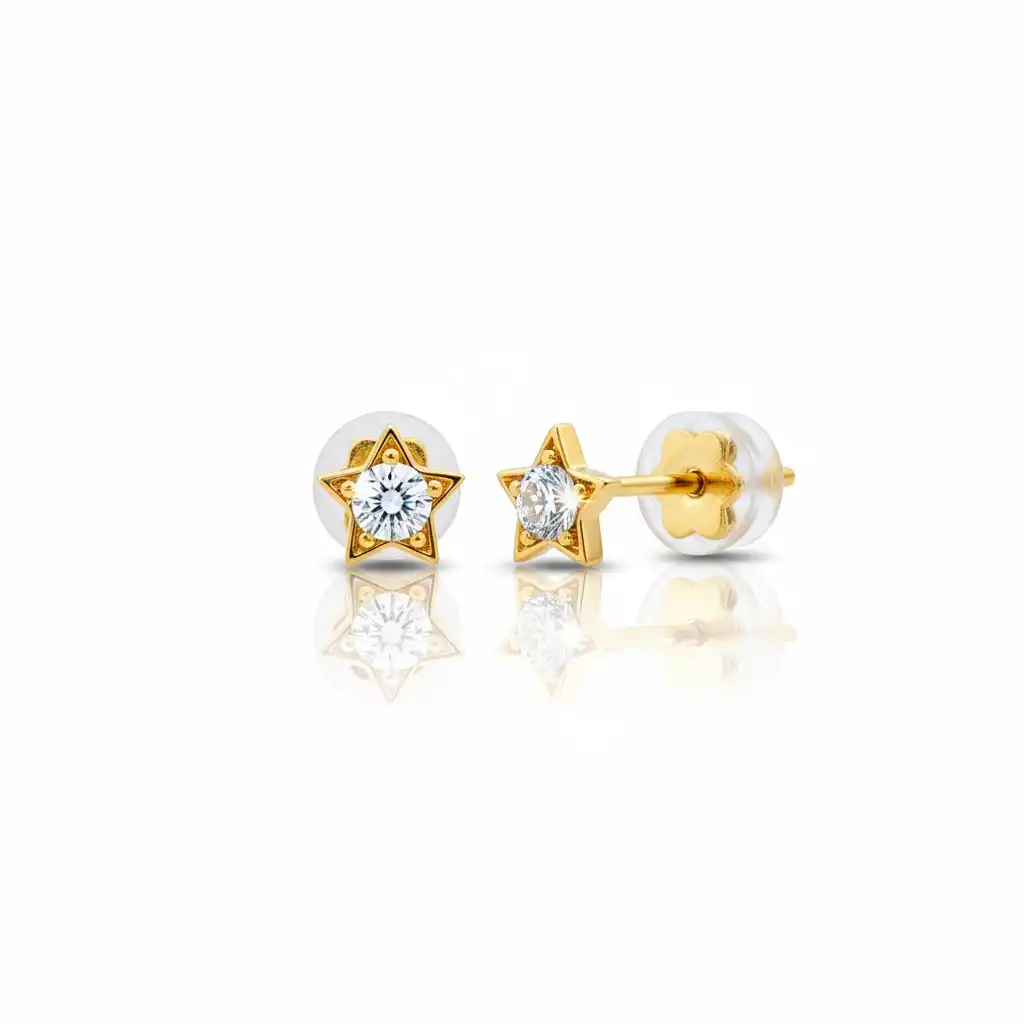 עגילים צמודים מגן דוד לנערה זהב 14K