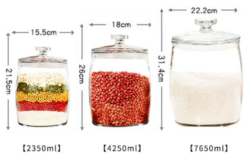 צנצנות זכוכית מכסה וואקום ב3 גדלים