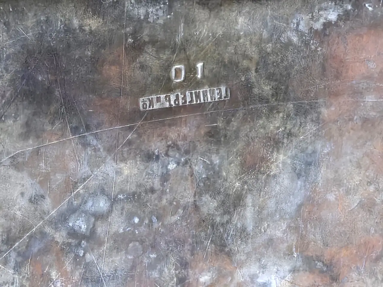 מגש נחושת רוסי מצופה, עתיק, חתום, 44X35 ס'