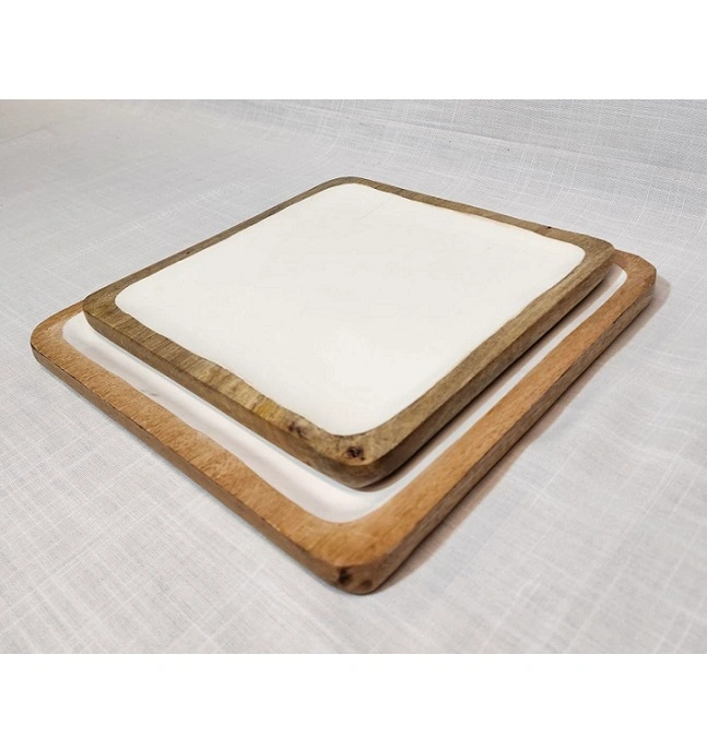 זוג מגשי עץ מרובע אמייל