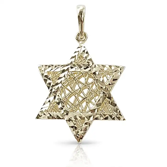 מגן דוד ארוג מחוטי זהב 14K